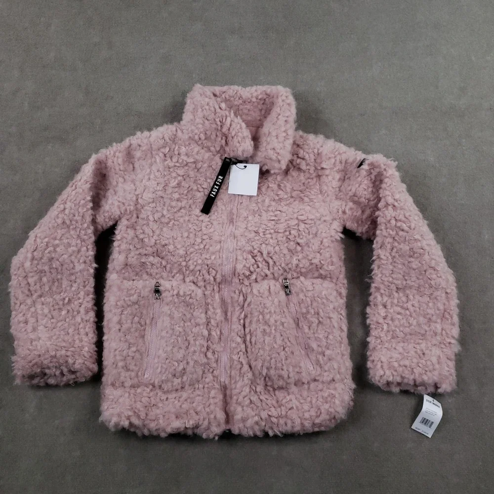 Steve Madden Jacket Girls Large‎ 14/16 Rose Tan Faux Fur Sherpa Zip Coat Warm